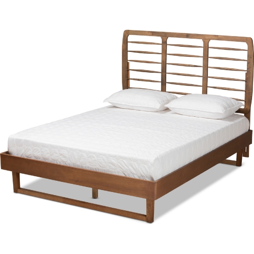 Lucie Full Platform Bed in Walnut Brown Wood