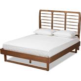 Lucie Full Platform Bed in Walnut Brown Wood