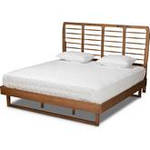 Lucie King Platform Bed in Walnut Brown Wood