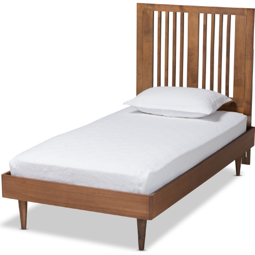 Kioshi Twin Platform Bed in Ash Walnut Finish Wood