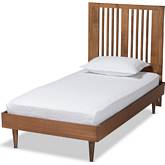 Kioshi Twin Platform Bed in Ash Walnut Finish Wood