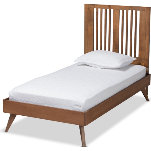 Takeo Twin Platform Bed in Ash Walnut Finish Wood