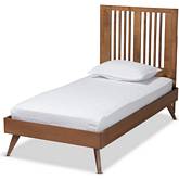 Takeo Twin Platform Bed in Ash Walnut Finish Wood