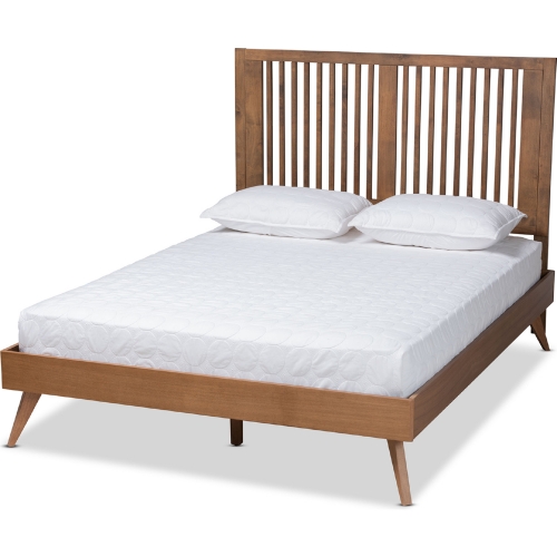Takeo Queen Platform Bed in Ash Walnut Finish Wood