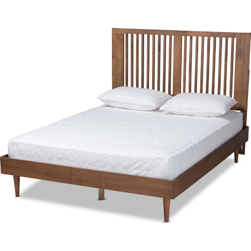 Kioshi Full Platform Bed in Ash Walnut Finish Wood