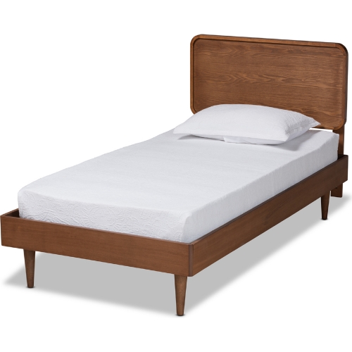 Gisa Twin Platform Bed in Walnut Brown Wood