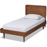 Gisa Twin Platform Bed in Walnut Brown Wood