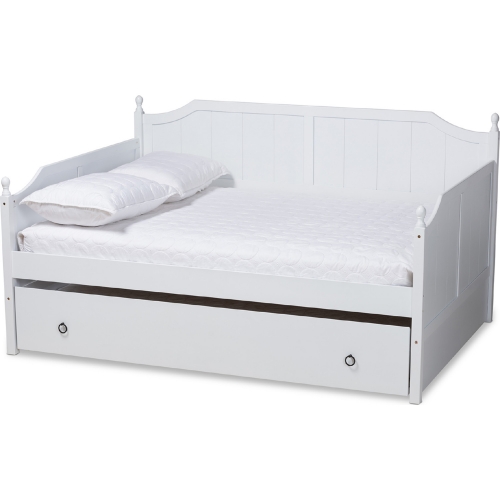 Millie Full Daybed with Twin Trundle in Cottage White Wood