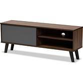 Mallory 47" TV Stand in Walnut Finish & Gray Wood