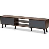 Clapton 70" TV Stand in Gray & Walnut Brown Wood