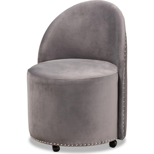 Bethel Accent Chair with Casters in Gray Velvet