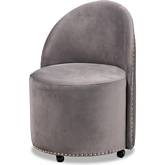 Bethel Accent Chair with Casters in Gray Velvet