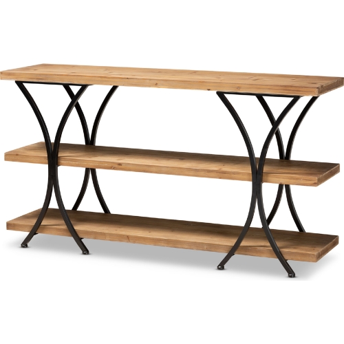 Terrell Console Table in Wood & Black Metal