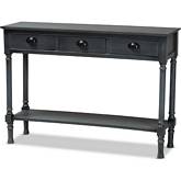 Garvey 3 Drawer Console Table in Dark Blue Gray Wood
