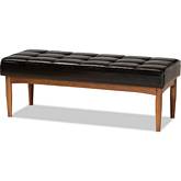 Sanford Dining Bench in Brown Leatherette & Walnut Finish