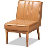 Daymond Dining Chair in Tan Leatherette & Walnut Finish