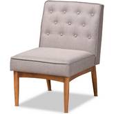 Riordan Dining Chair in Tufted Gray Fabric & Walnut Finish
