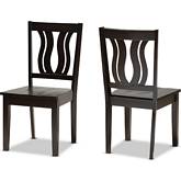 Fenton Dining Chair in Dark Brown Wood (Set of 2)