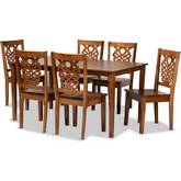 Luisa 7 Piece Dining Set in Walnut Brown Wood
