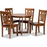 Salida 5 Piece Dining Set in Walnut Finish Wood