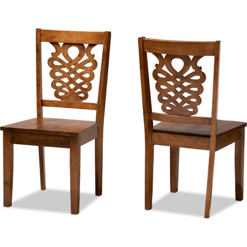 Gervais Dining Chair in Walnut Finish Wood (Set of 2)