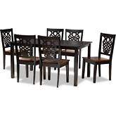 Luisa 7 Piece Dining Set in Dark & Walnut Finish Wood
