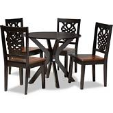 Liese 5 Piece Dining Set in Dark & Walnut Finish Wood