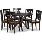 Liese 7 Piece Dining Set in Dark & Walnut Finish Wood