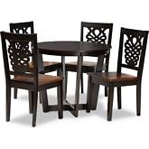 Salida 5 Piece Dining Set in Dark & Walnut Finish Wood