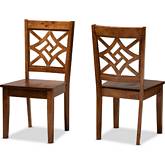 Nicolette Dining Chair in Walnut Brown Wood (Set of 2)
