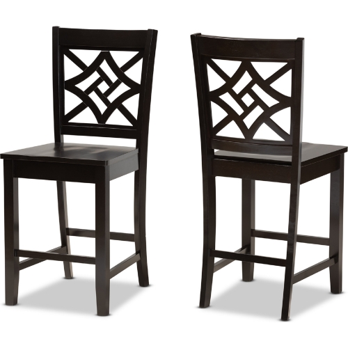 Nicolette Counter Stool in Dark Brown Wood (Set of 2)