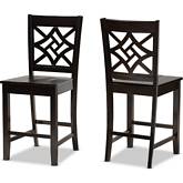 Nicolette Counter Stool in Dark Brown Wood (Set of 2)