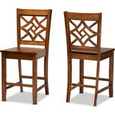 Nicolette Counter Stool in Walnut Brown Wood (Set of 2)