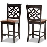 Nicolette Counter Stool in Dark Brown & Walnut Finish (Set of 2)
