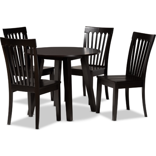 Zala 5 Piece Dining Set in Dark Brown Wood