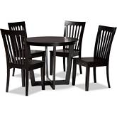 Sasa 5 Piece Dining Set in Dark Brown Wood
