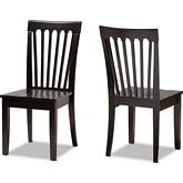 Minette Dining Chair in Dark Brown Wood (Set of 2)