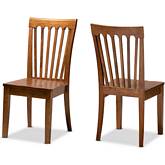 Minette Dining Chair in Walnut Finish Wood (Set of 2)