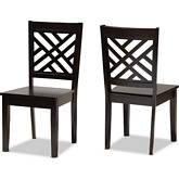 Caron Dining Chair in Dark Brown Wood (Set of 2)