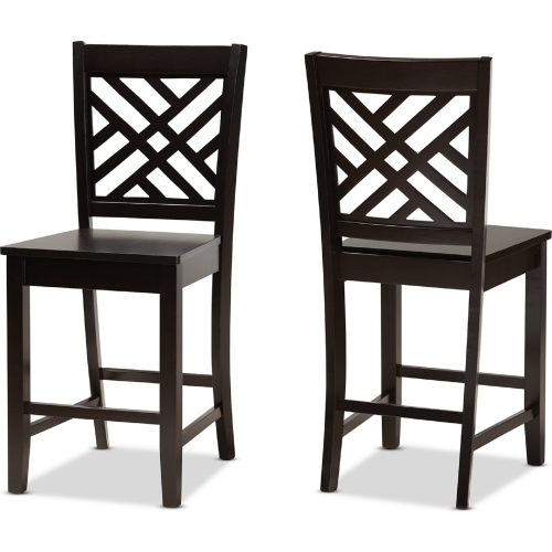 Caron Counter Stool in Dark Brown Wood (Set of 2)