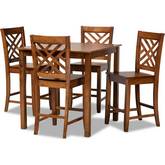 Caron 5 Piece Counter Dining Set in Walnut Wood