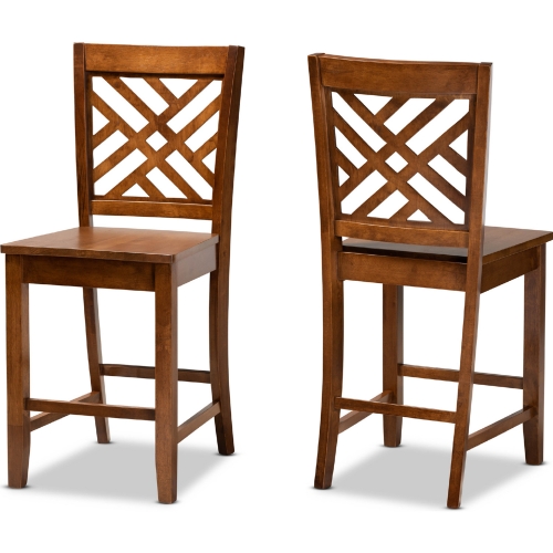 Caron Counter Stool in Walnut Wood (Set of 2)