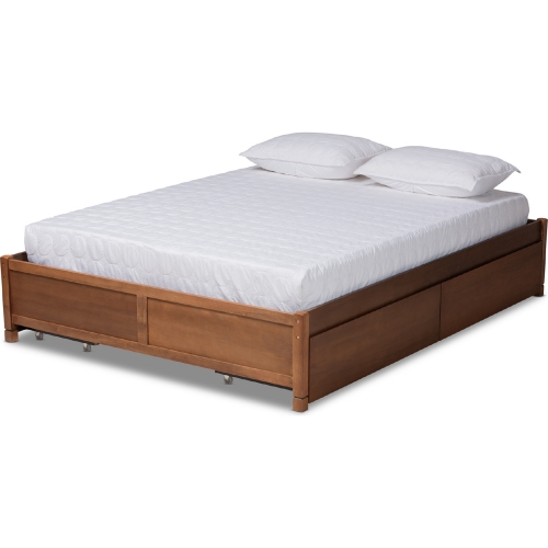 Yara Queen 4 Drawer Platform Storage Bed Frame in Walnut Finish