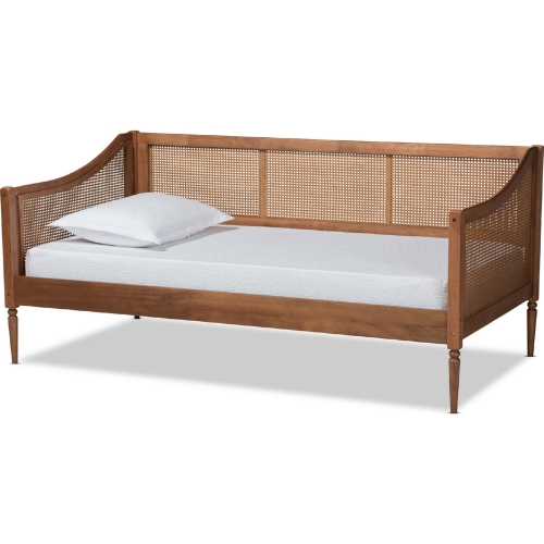 Ogden Twin Daybed in Walnut Brown Finish & Synthetic Rattan