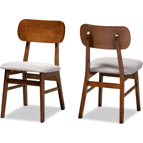 Euclid Dining Chair in Gray Fabric & Walnut Finish (Set of 2)