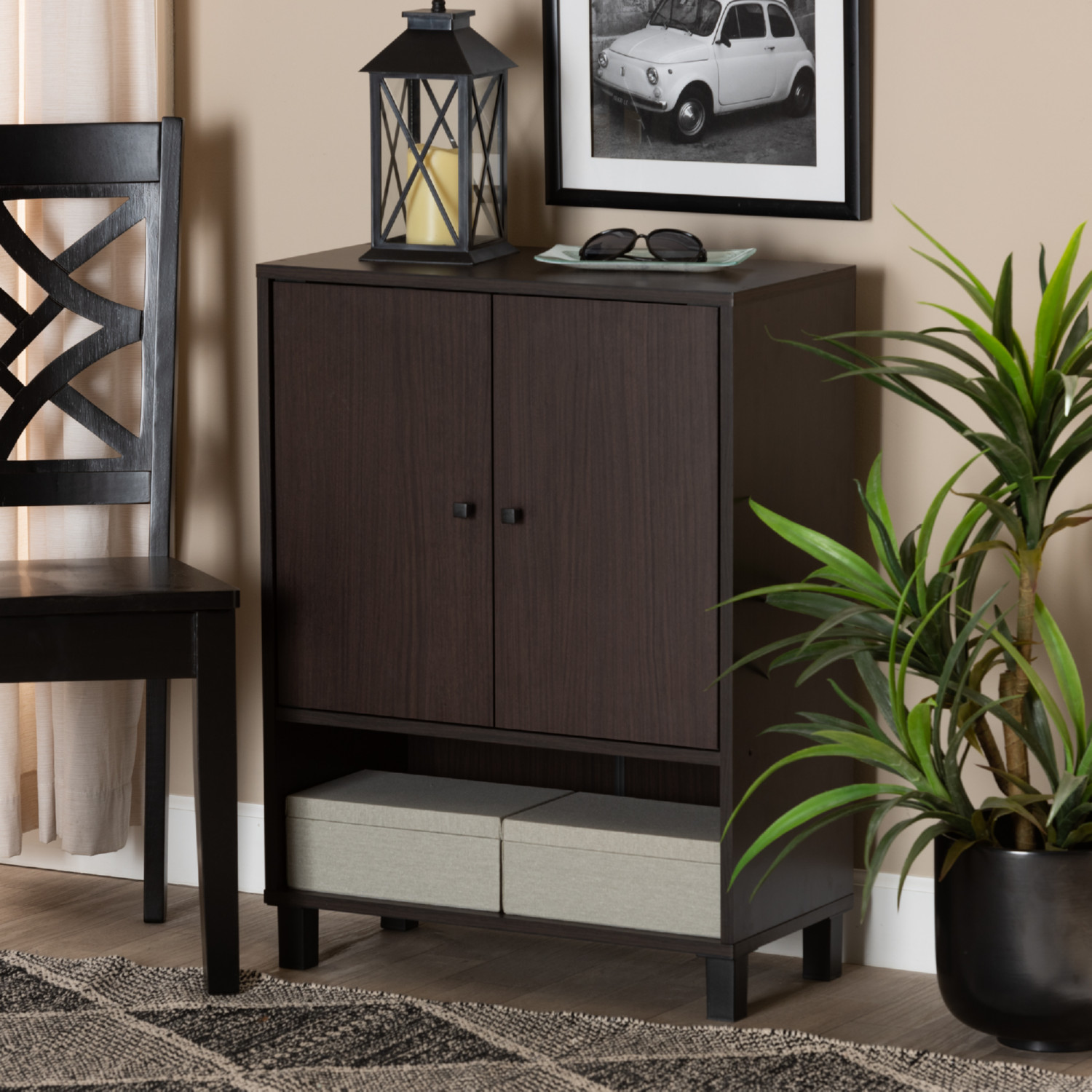 short dresser with shoe rack on bottom Wooden Shoe Cabinet Storage Organizer with Rattan Doors, Entryway Cabinet Side Cabinet with 2 Drawers
