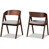 Danton Dining Chair in Gray Fabric & Walnut Finish (Set of 2)