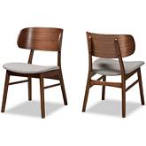 Alston Dining Chair in Gray Fabric & Walnut Brown Finish (Set of 2)