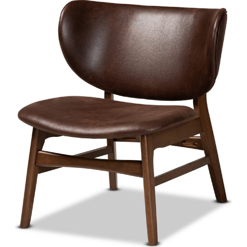 Marcos Accent Chair in Dark Brown Leatherette & Walnut Finish