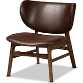 Marcos Accent Chair in Dark Brown Leatherette & Walnut Finish